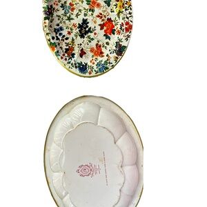 Daher Decorated Ware Tin Metal Tray Platter Oval Chintz Floral Vintage